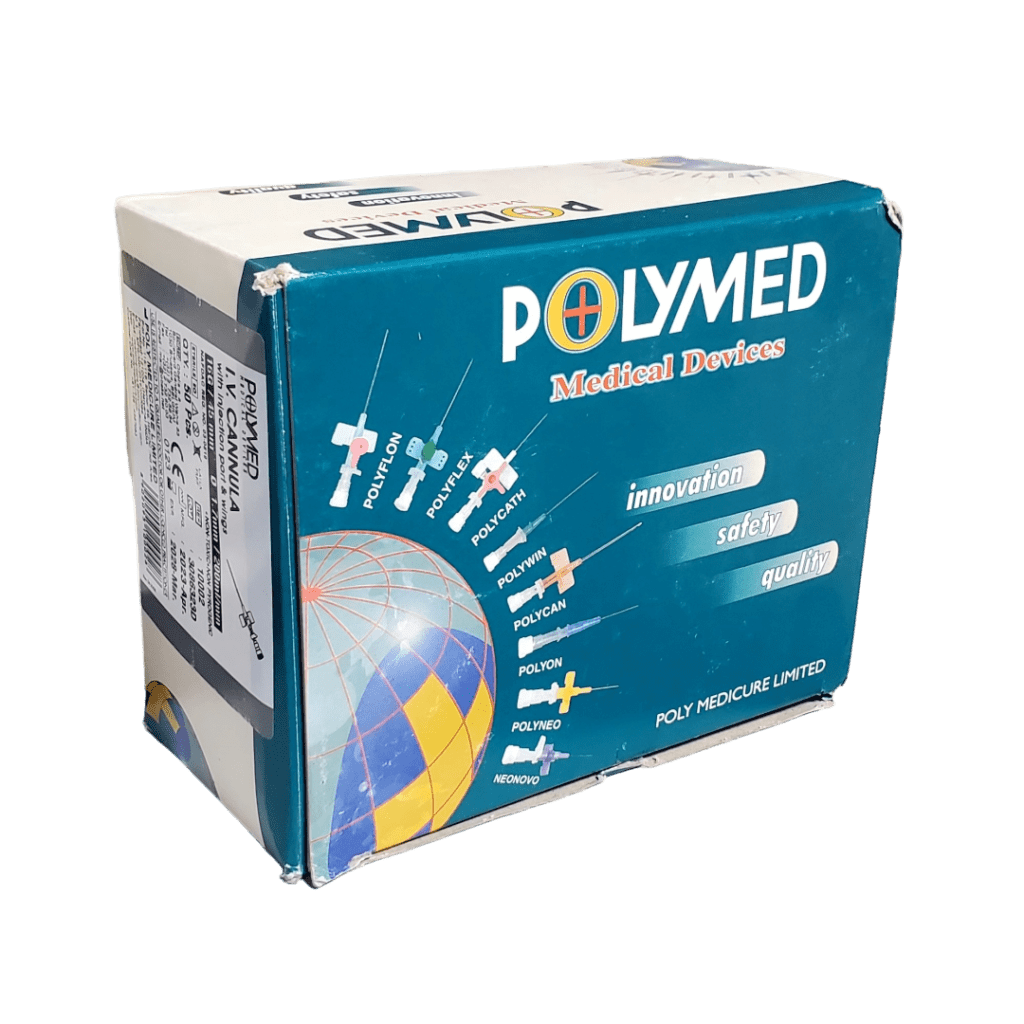 Polymed I.V. Cannula with Injection Port and Wings-16G (50 Pcs/Box ...